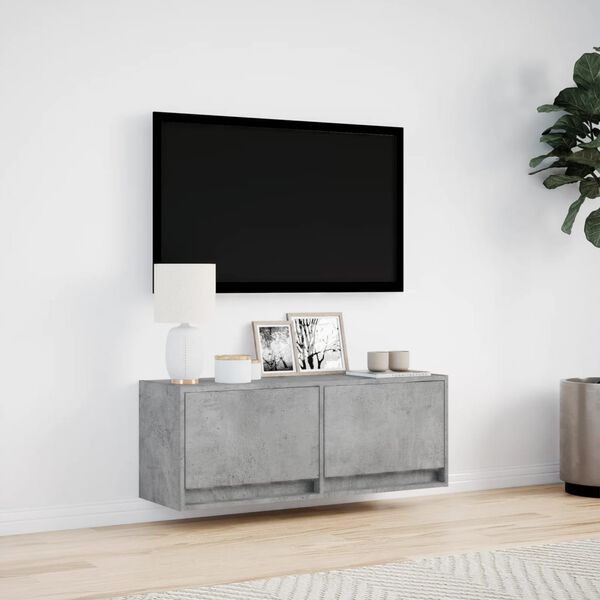 vidaXL Tv-wandmeubel met LED-verlichting 100x31x35 cm betongrijs