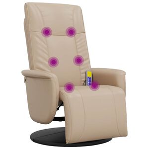 vidaXL Massagestoel verstelbaar met voetensteun kunstleer cappuccino