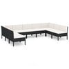 vidaXL 9-delige Loungeset met kussens poly rattan zwart