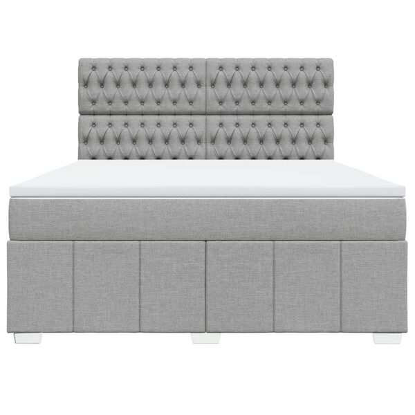 vidaXL Boxspring met matras stof lichtgrijs 180x200 cm