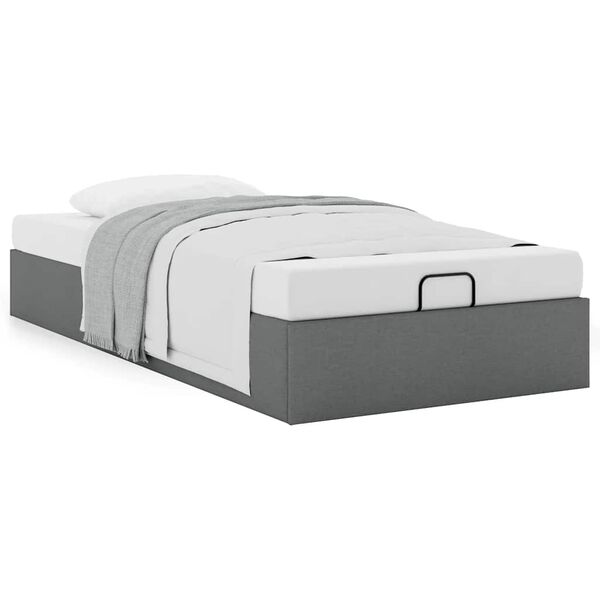 vidaXL Bedframe zonder matras 90x200 cm stof donkergrijs