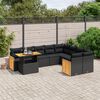 vidaXL 10-delige Loungeset met kussens poly rattan zwart