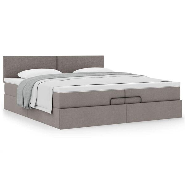 vidaXL Ottoman bed met matras 200x200 cm stof taupe