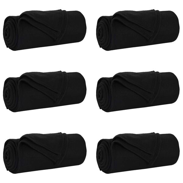 vidaXL Kleden 6 pcs Zwart 240 x 220 cm Fleece