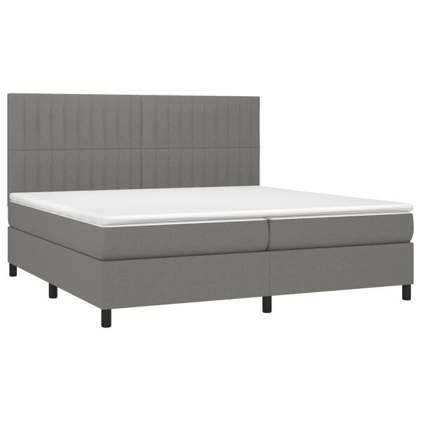 vidaXL Boxspring met matras en LED stof donkergrijs 200x200 cm