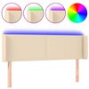 vidaXL Hoofdbord LED 147x16x78/88 cm stof cr&egrave;mekleurig