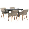 vidaXL Tuin eettafelset 5 st Lichtgrijs poly rattan