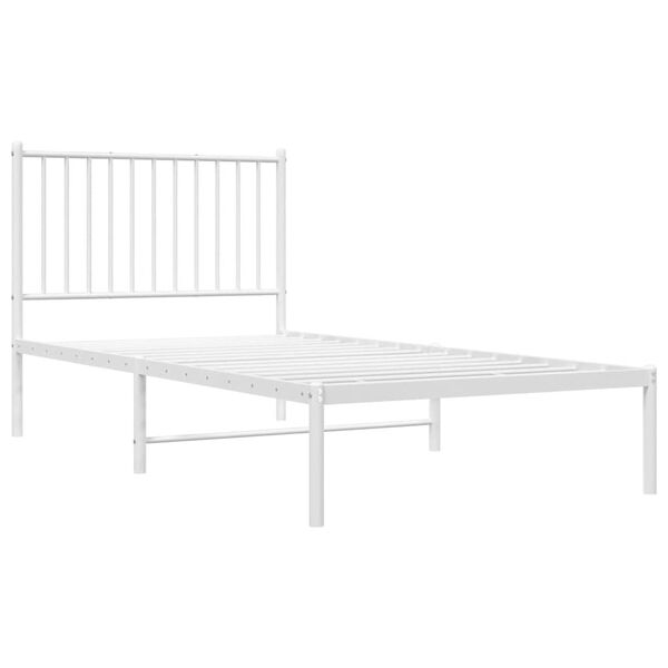 vidaXL Bedframe met hoofdbord metaal wit 90x190 cm