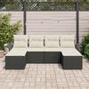 vidaXL Tuin Sofa Set met kussen 6 pcs Zwart poly rattan