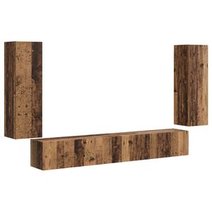 vidaXL TV Wandkast Set 4 pcs 29,5 x 31 x 100 cm Oudhout Bewerkt hout