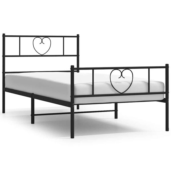 vidaXL Bedframe met hoofd- en voeteneinde metaal zwart 100x190 cm