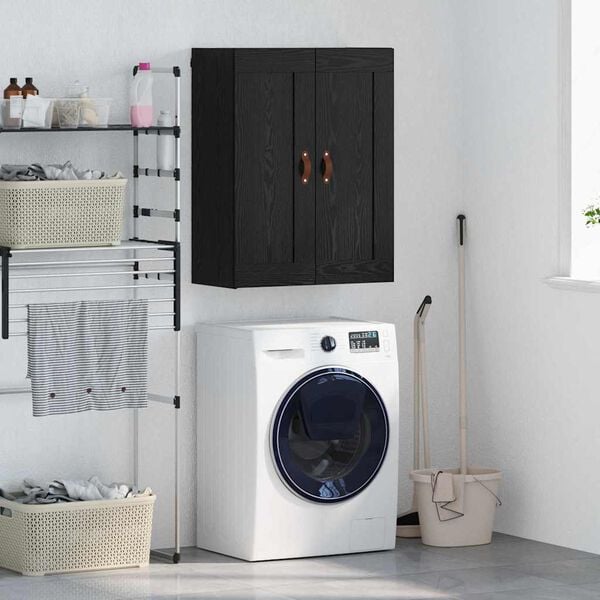 vidaXL Wandkast Zwart Eiken 69,5 x 34 x 90 cm Bewerkt hout