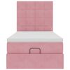 vidaXL Ottoman bed met matrassen en LED's 100x200cm fluweel roze