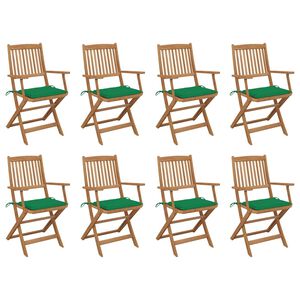 vidaXL Tuinstoelen 8 st inklapbaar met kussens massief acaciahout