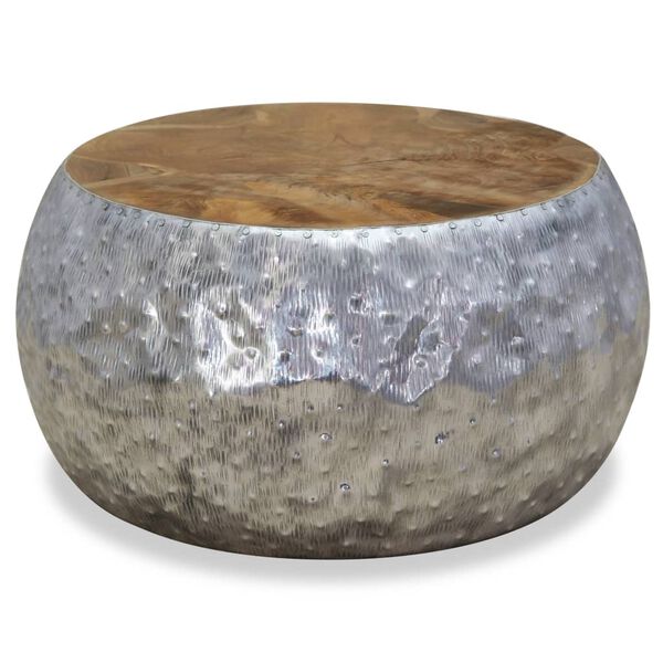 vidaXL Salontafel 60x60x30 cm aluminium teakhout