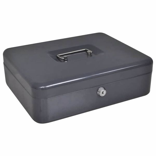vidaXL Cash Box met slot Zwart 30 x 24 x 9 cm Staal