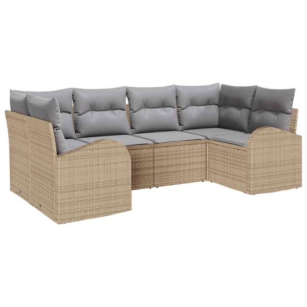vidaXL Tuinbankenset met kussen 6 pcs Beige en Licht Grijs poly rattan