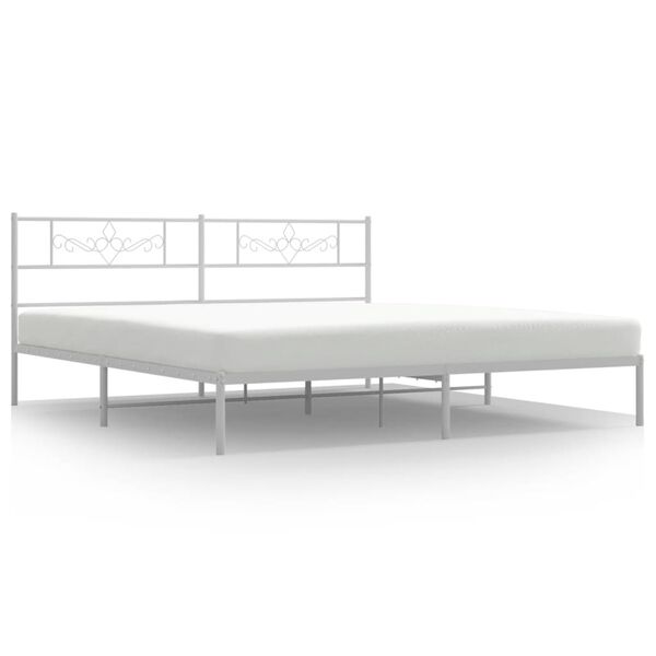 vidaXL Bedframe met hoofdbord metaal wit 200x200 cm