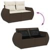 vidaXL 5-delige Loungeset met kussens poly rattan bruin