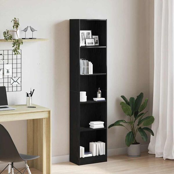 vidaXL Boekenkast Zwart Eiken 40x24x176 cm Engineered Wood