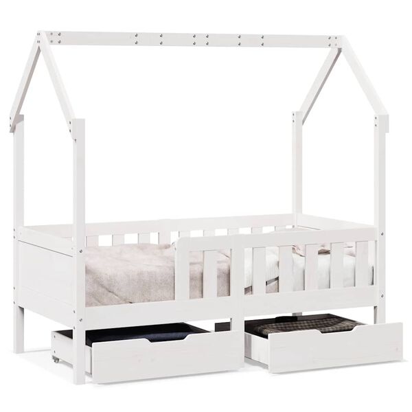 vidaXL Kinderbedframe met lades 70x140 cm massief grenenhout
