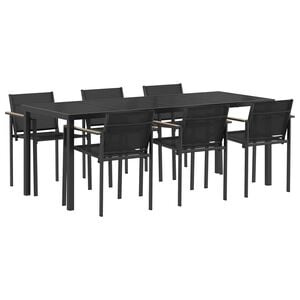 vidaXL Buitenmeubelset 7 pcs Zwart en Anthraciet Textileen