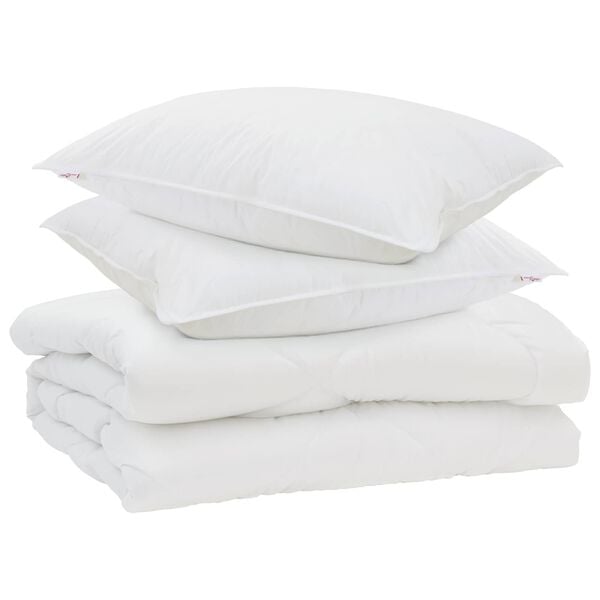 vidaXL Dekbed met kussen 3 pcs Wit Microfibre