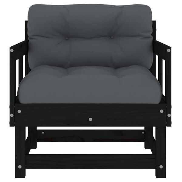 vidaXL Tuinstoelen 2 st met kussens massief grenenhout zwart