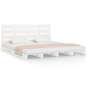 vidaXL Bedframe zonder matras massief grenenhout wit 160x200 cm