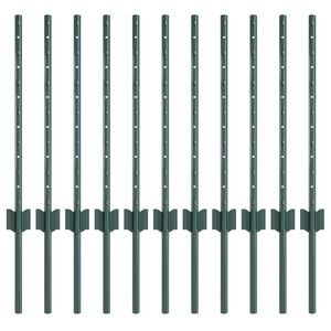 vidaXL Hekpalen 11 pcs Groen 60 cm Staal