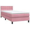 vidaXL Boxspring met matras fluweel roze 100x210 cm