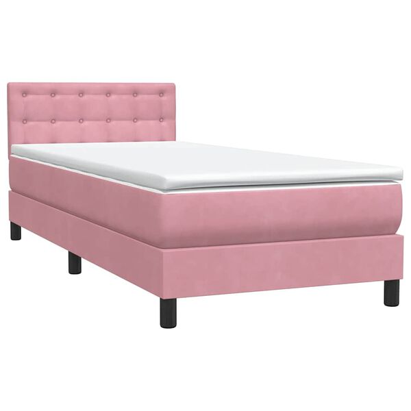 vidaXL Boxspring met matras fluweel roze 100x210 cm