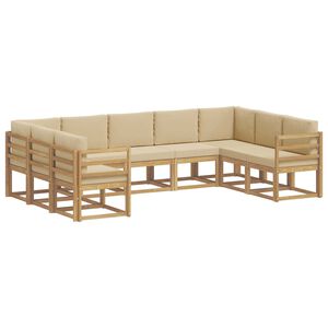 vidaXL Buiten bankenset 9 st Wit en Beige