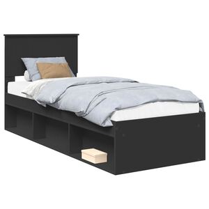 vidaXL Bedframe met hoofdeinde Zwart 75 x 190 cm Massief grenenhout