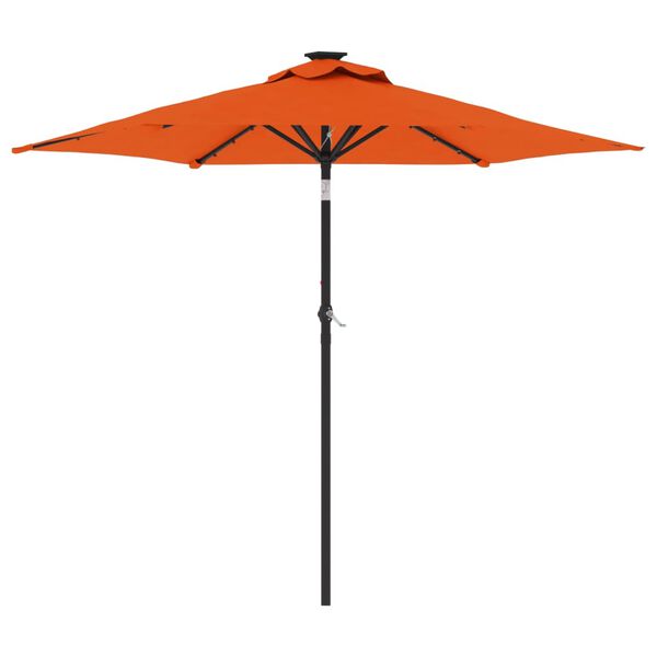 vidaXL Parasol met LED's en stalen paal 225x225x212 cm terracotta