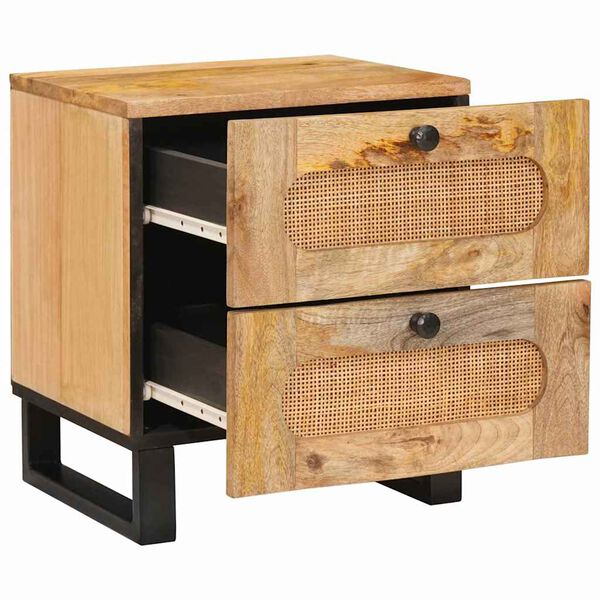 vidaXL Nachtkastje 2 pcs Naturel 40 x 33 x 46 cm Massief Mango Hout