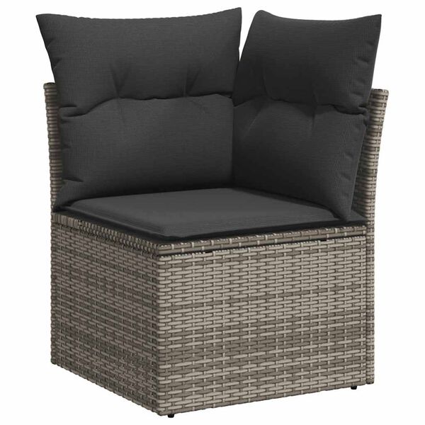 vidaXL 5-delige Loungeset met kussens poly rattan grijs