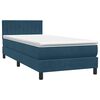 vidaXL Boxspring met matras fluweel donkerblauw 100x220 cm