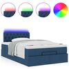 vidaXL Bed poef met matras en LED's 120x190 cm stof blauw