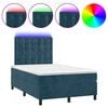 vidaXL Boxspring met matras en LED fluweel donkerblauw 120x190 cm