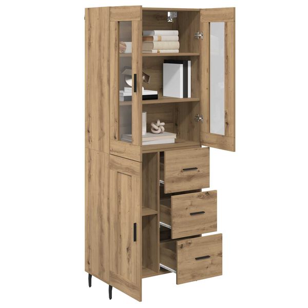 vidaXL Hoge kast met lade 2 pcs Artisan Eiken Bewerkt hout