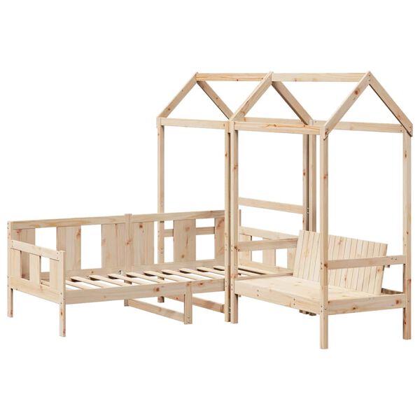 vidaXL Kinderbed met huisje en bankje massief grenenhout 90x190 cm