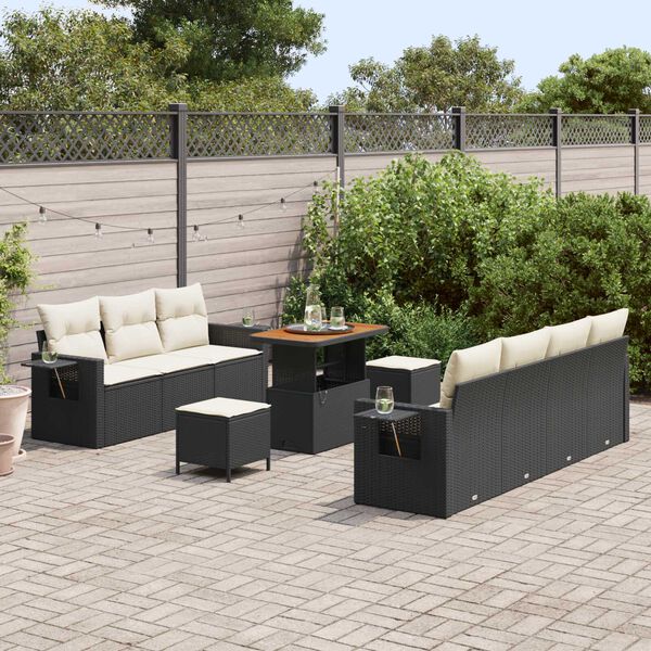 vidaXL Tuin Sofa Set met kussen 10 pcs Zwart poly rattan