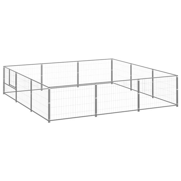 vidaXL Hondenkennel 9 m&sup2; staal zilverkleurig