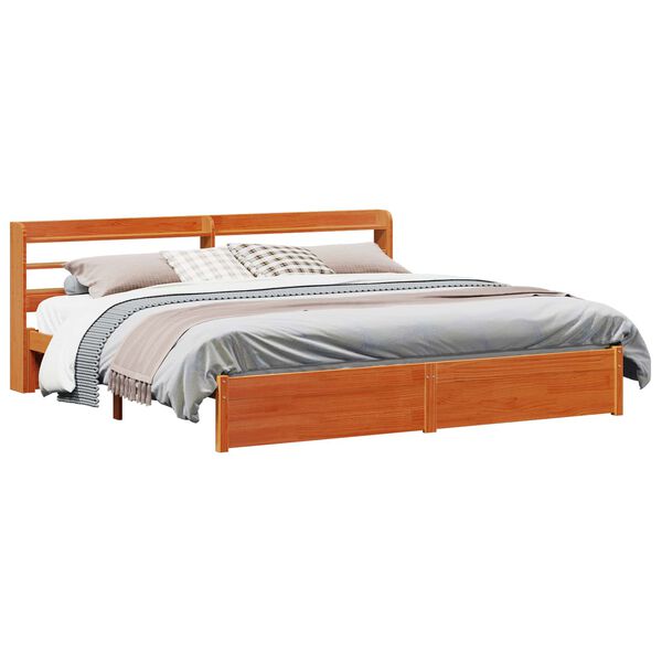 vidaXL Bedframe met hoofdeinde 2 pcs Wasbruin Massief Vurenhout