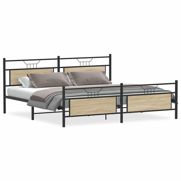 vidaXL Bedframe zonder matras metaal sonoma eikenkleur 200x200 cm