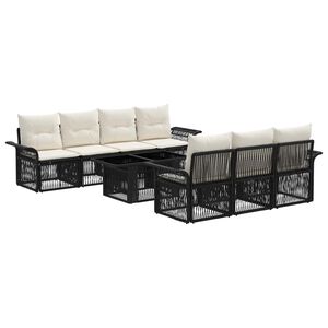 vidaXL Tuinbankenset 8 st Zwart en Cream Wit poly rattan
