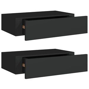 vidaXL Wandschappen 2 st met lade 40x23,5x10 cm MDF zwart
