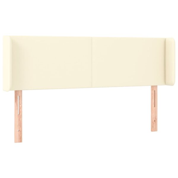 vidaXL Hoofdbord met randen 147x16x78/88 cm kunstleer cr&egrave;mekleurig