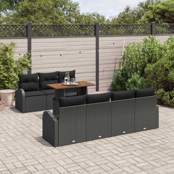 vidaXL Tuin Sofa Set met kussen 8 pcs Zwart